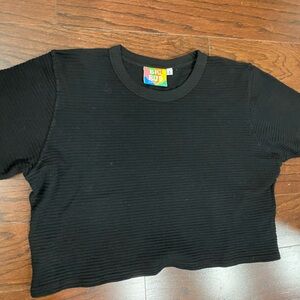 Big Bud Honeycomb Cropped Black Blank Shirt Size Large Made In USA Basic Staple